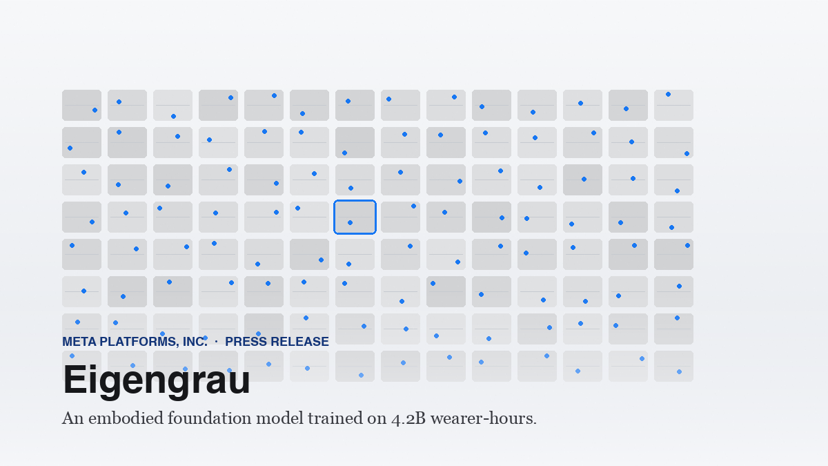 Meta Announces Eigengrau: Embodied Foundation Model Trained on 4.2B Wearer-Hours